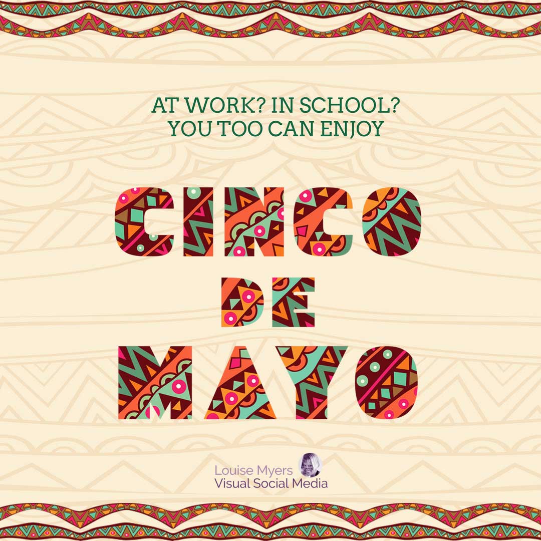 الكلمات Cinco de Mayo مقطوعة من النمط الشعبي على خلفية مزخرفة.