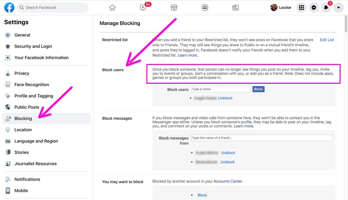 où bloquer et débloquer les utilisateurs de Facebook.