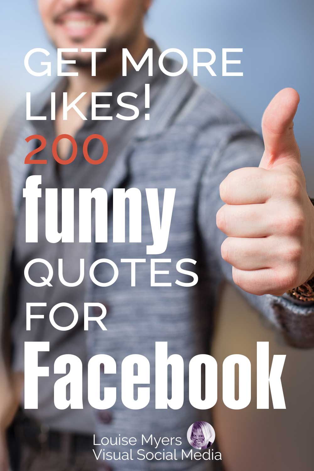 رجل أنيق مع الإبهام يقول اقتباسات مضحكة على Facebook.