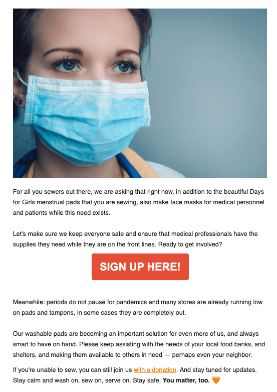 masks4million días de campaña para niñas