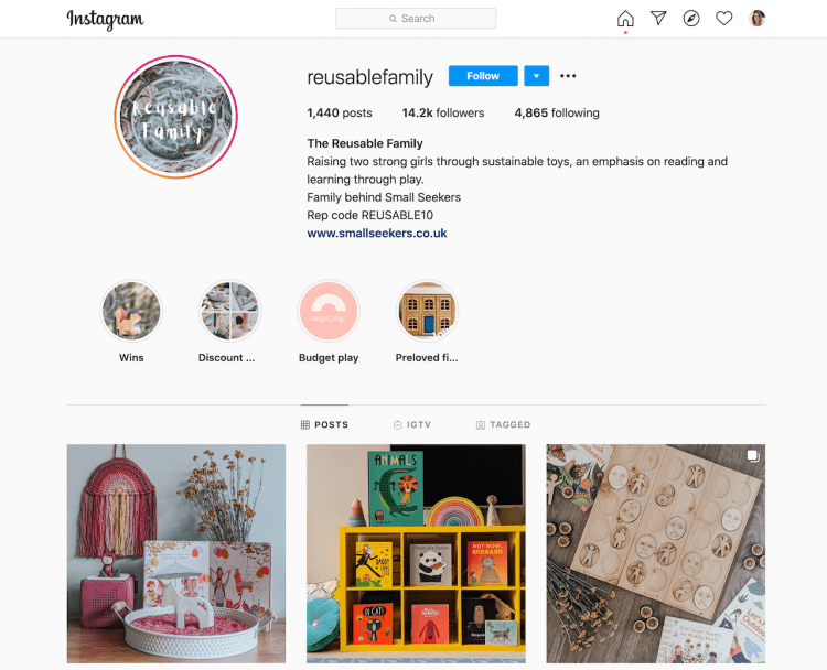可重复使用的家庭 Instagram