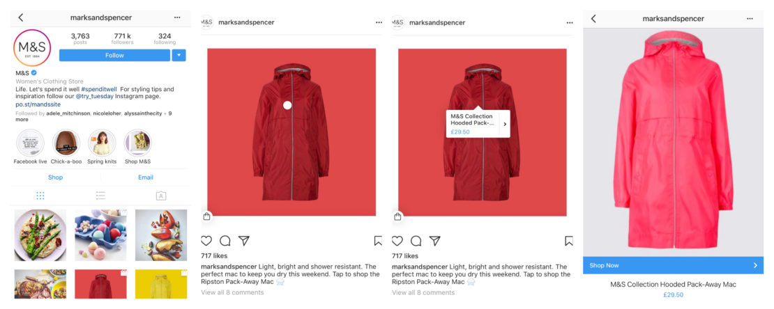 전자 상거래를 위한 최고의 소셜 미디어 플랫폼: M&S의 Instagram 전자 상거래 예