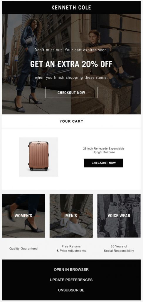 Kenneth Cole E-posta Yeniden Pazarlama Örneği