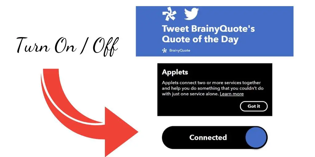 Activer ou désactiver la vie intelligente IFTTT