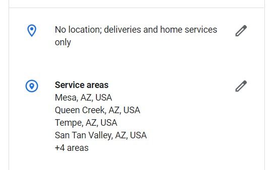 ธุรกิจพื้นที่ให้บริการในข้อมูลธุรกิจของ Google