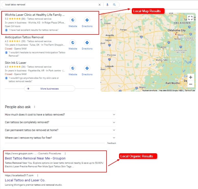 permintaan pencarian lokal - pencarian google