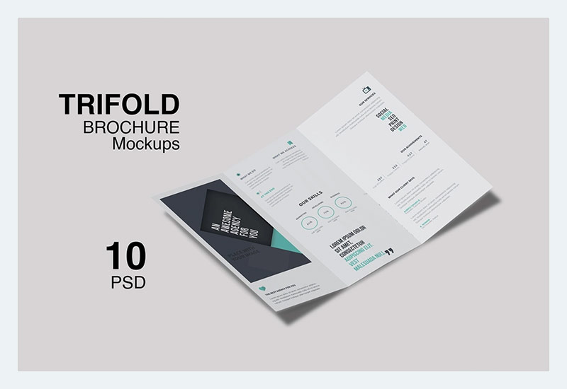 Mockup Brosur Trifold Untuk Bisnis