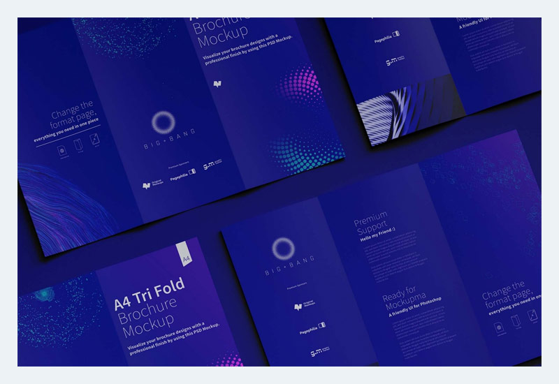 Brosur Mockup A4 Trifold Gratis PSD
