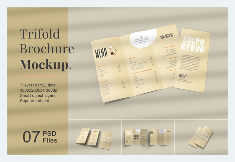 Mockup Brosur Lipat Tiga