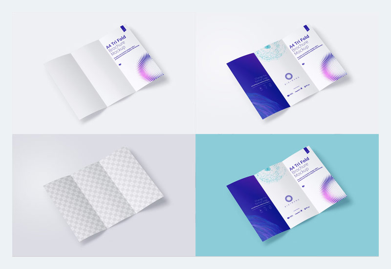 Mockup Brosur Lipat Tiga A4
