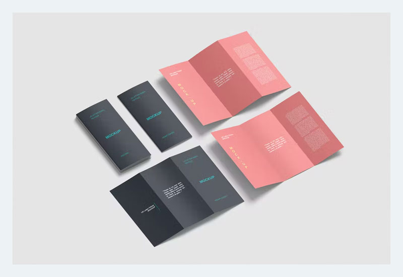 Set Mockup Brosur Tri Lipat Surat AS Isometrik