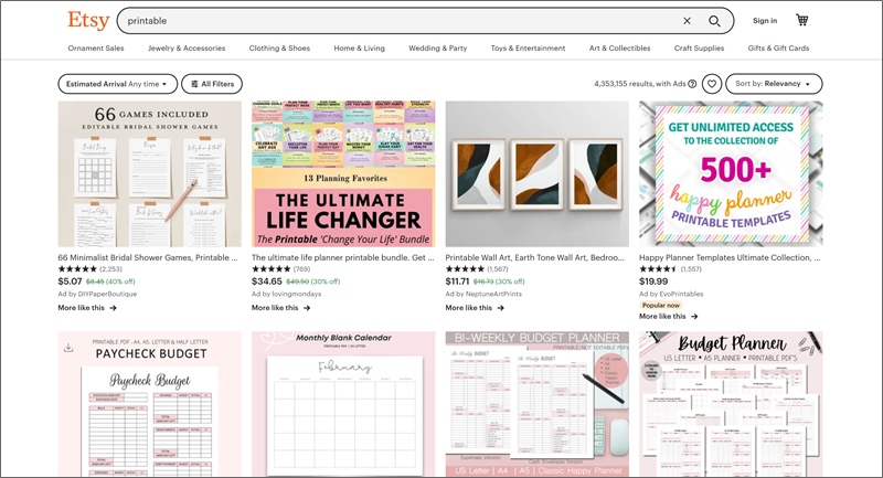 materiały do ​​druku na etsy