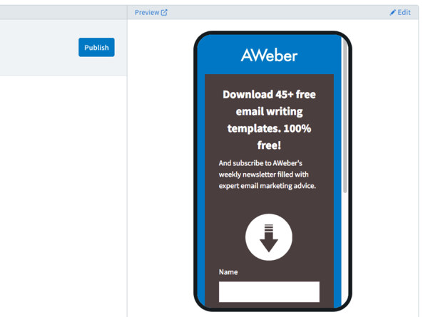 mobile - Pages de destination AWeber