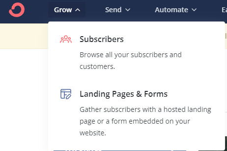 Page de destination et page de formulaire - ConvertKit