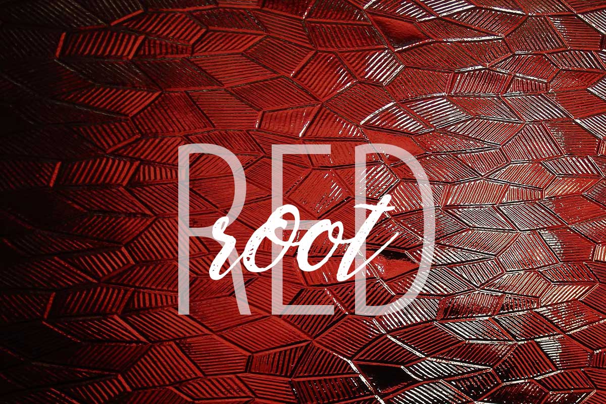 latar belakang kristal merah garnet mengatakan akar merah.