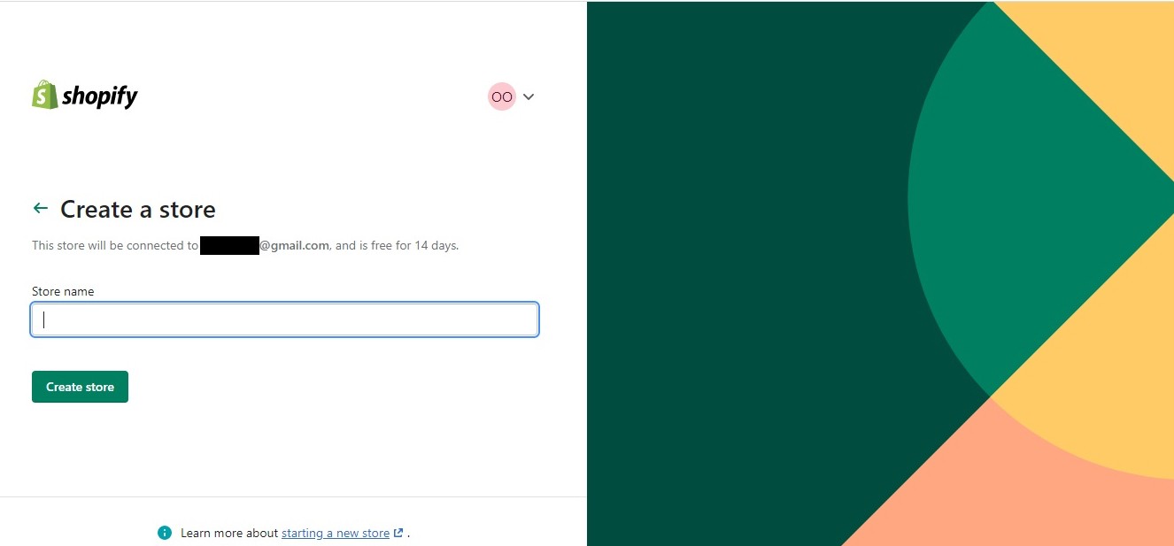 Crea un account Shopify