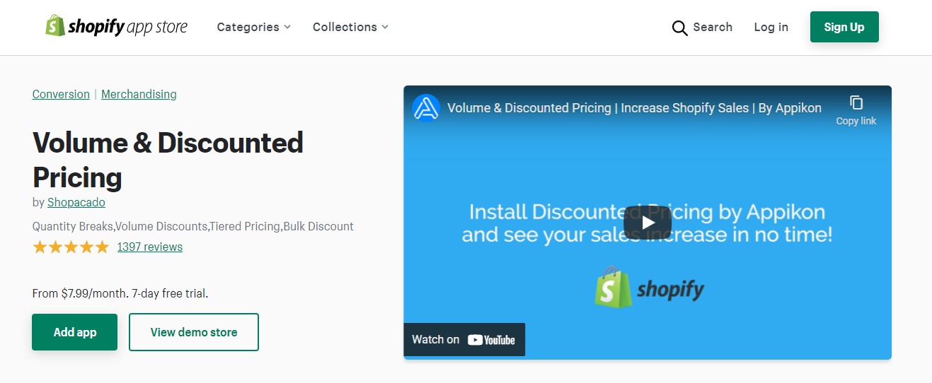 Volume e preço com desconto