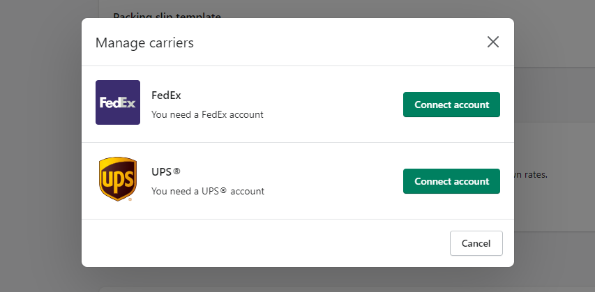 Shopify 運輸承運人