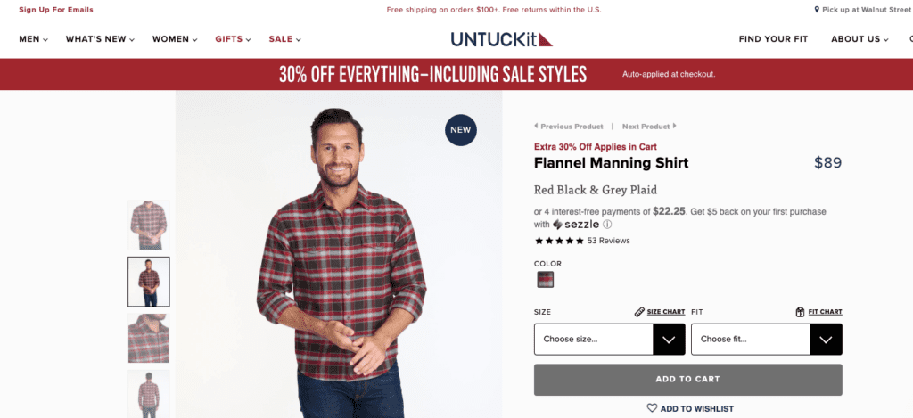 UntuckIt Flanel Manning Gömlek Ürünü - Kopya