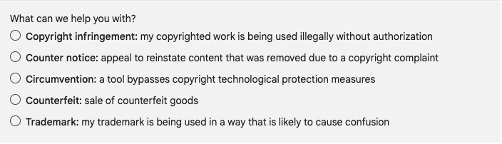 Formulário DMCA do Google