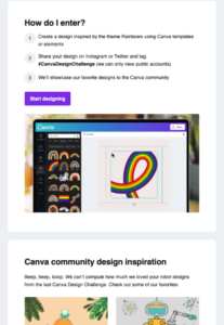 Captura de pantalla del correo electrónico de Canva.com