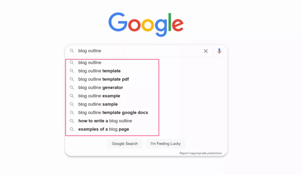 herramienta de investigación de esquema de blog google autocompletar investigación de palabras clave