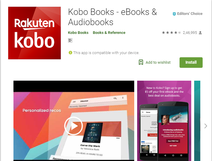 Lecteur d'application Kobo-Audiobook pour Android