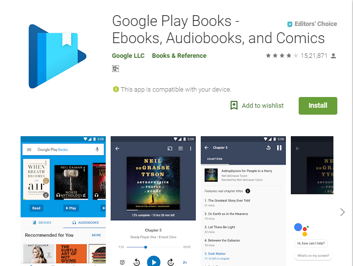Google Playbooks-Audiobook App Player pour Android