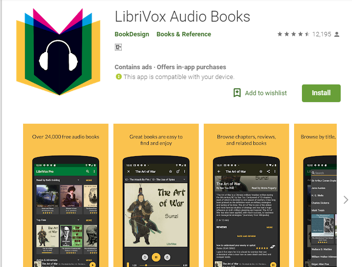 Lecteur d'application LibriVox-Audiobook pour Android