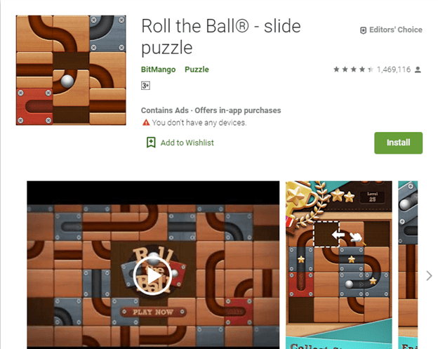 Meilleures applications de jeu Android pour le brainstorming - LoRoll the Ball - Slide Puzzle