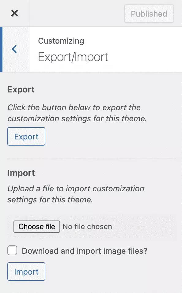 Tableau de bord d'importation et d'exportation du personnalisateur