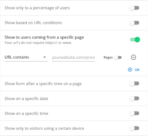 Mopinion URL targeting feedback da UX