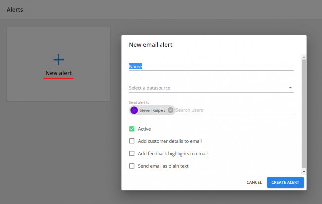 Impostazione di un avviso e-mail di feedback