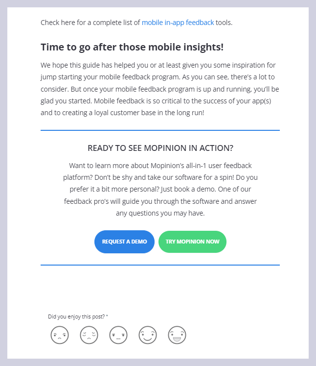 Coletando feedback em suas postagens de blog