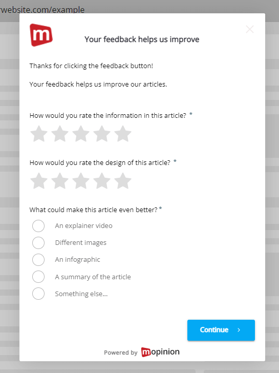 Coletando feedback de conteúdo geral sobre como melhorar