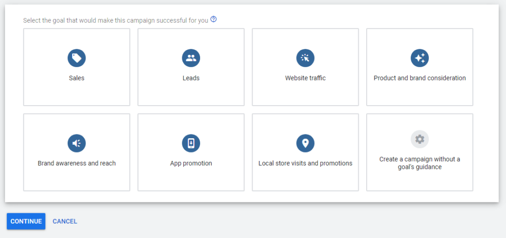 Tutorial Google Ads - Pilih tujuan kampanye Anda