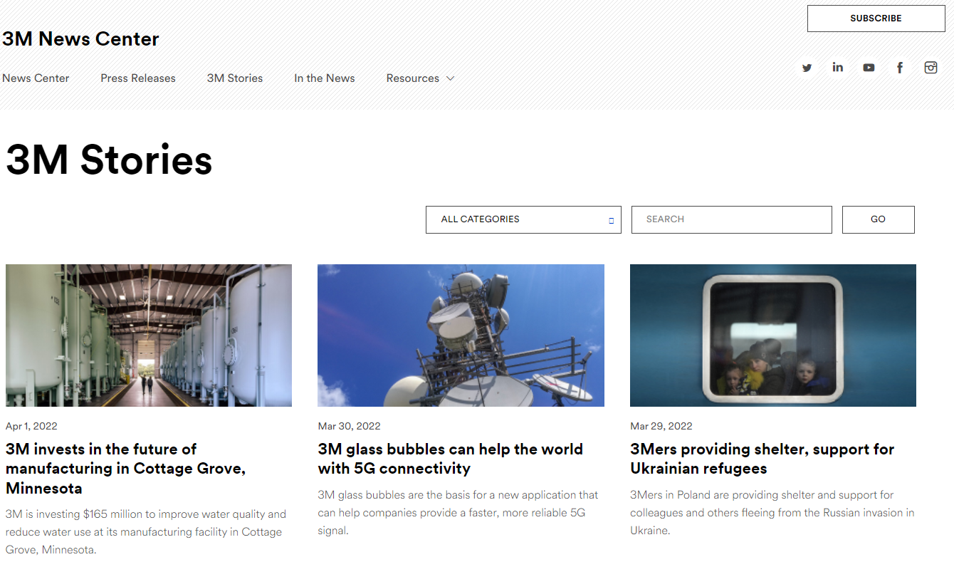 Exemple de site Web 3m de contenu de fabrication