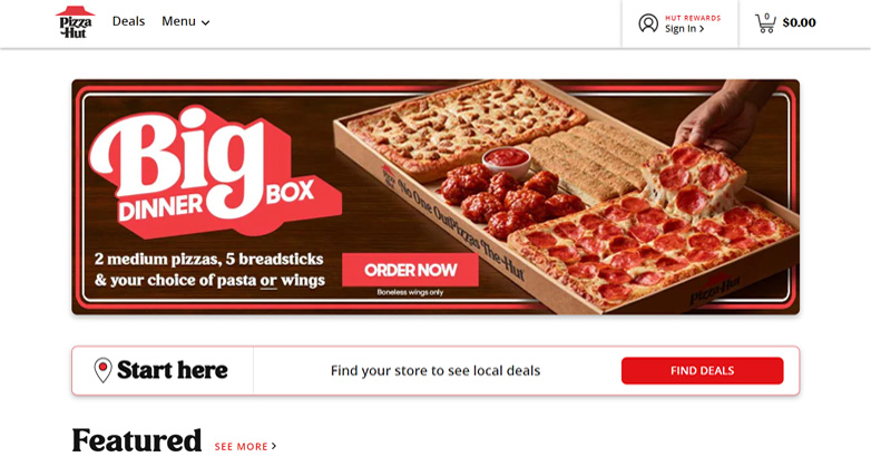 Projekt strony franczyzowej Pizza Hut