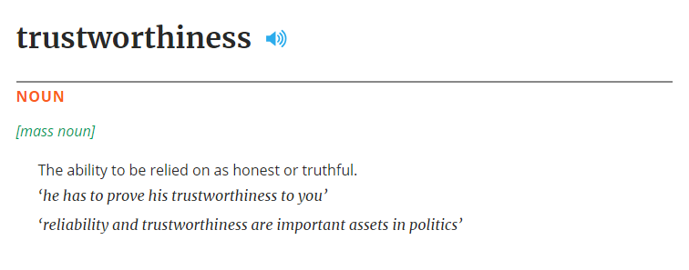 Définition de la fiabilité dans l'Oxford English Dictionary