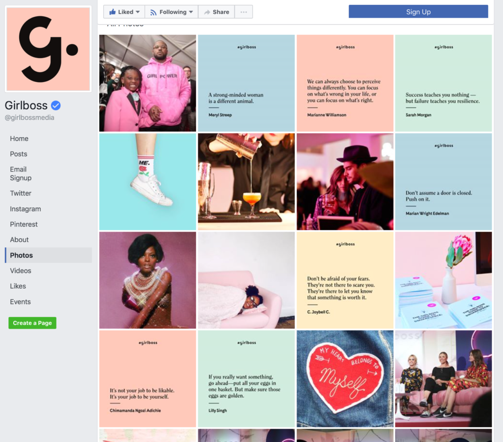 Фирменная графика Girlboss для социальных сетей