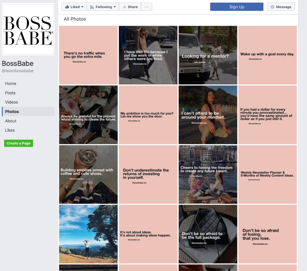Фирменная графика BossBabe для социальных сетей