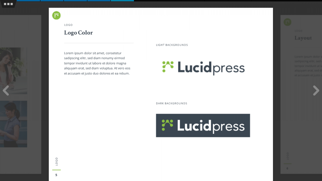 Capture d'écran du modèle de marque gratuit de Lucidpress.