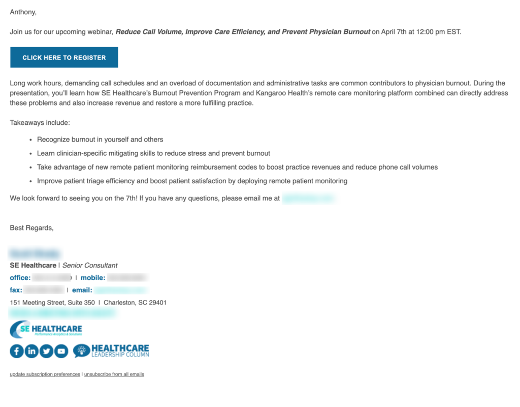 Exemplu de șablon de e-mail