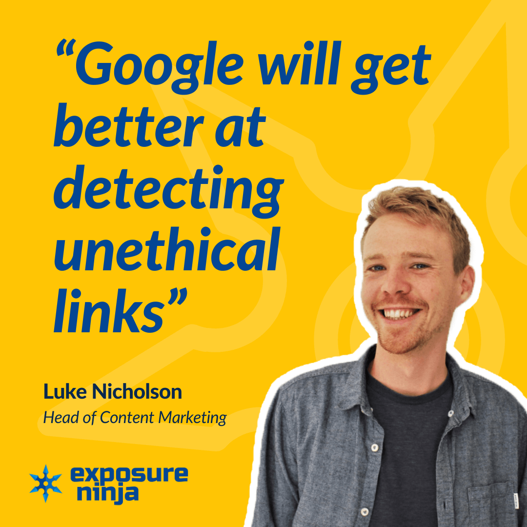 Imagen con una cita de Luke Nicholson, "Google mejorará en la detección de enlaces no éticos"