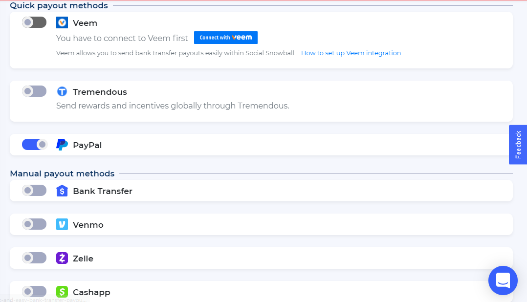 Integrações de e-mail do Snowball