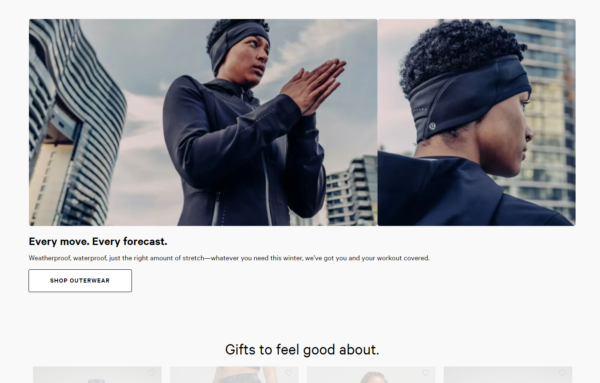 Zrzut ekranu strony kategorii lululemon
