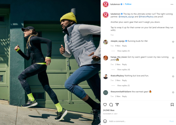 Profesjonalny obraz na Instagramie lululemon