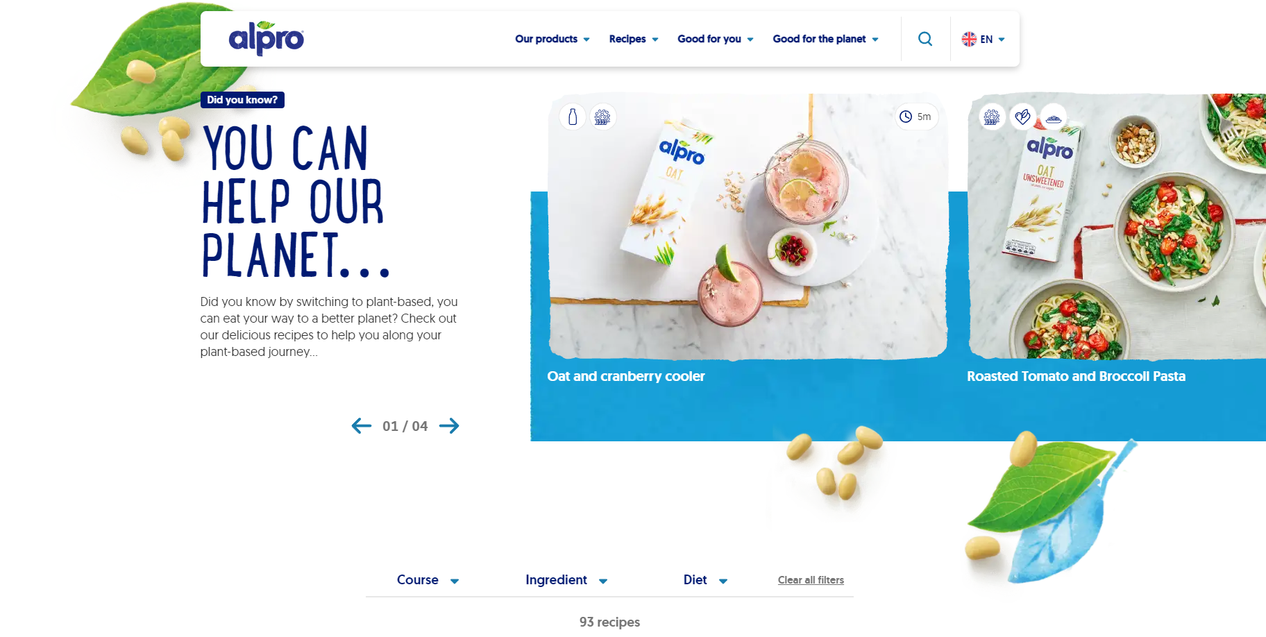 Zrzut ekranu bloga Alpro