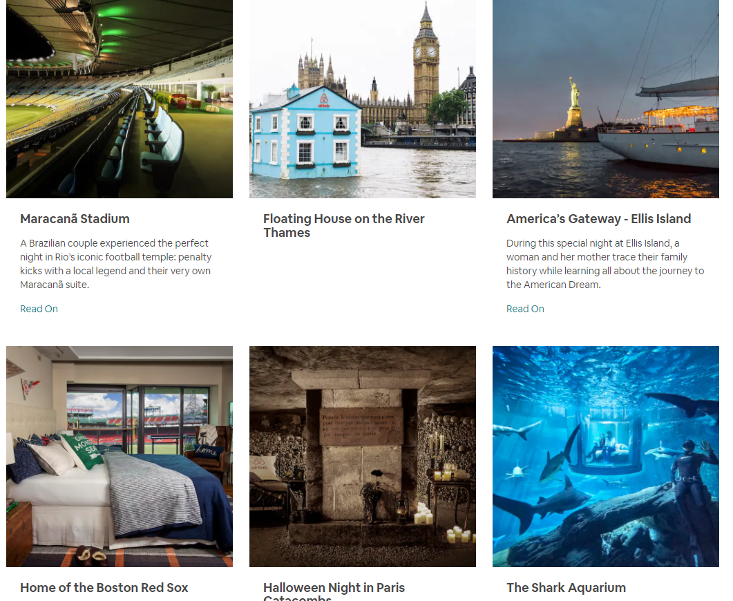 Captură de ecran a paginii de competiții Airbnb Night At