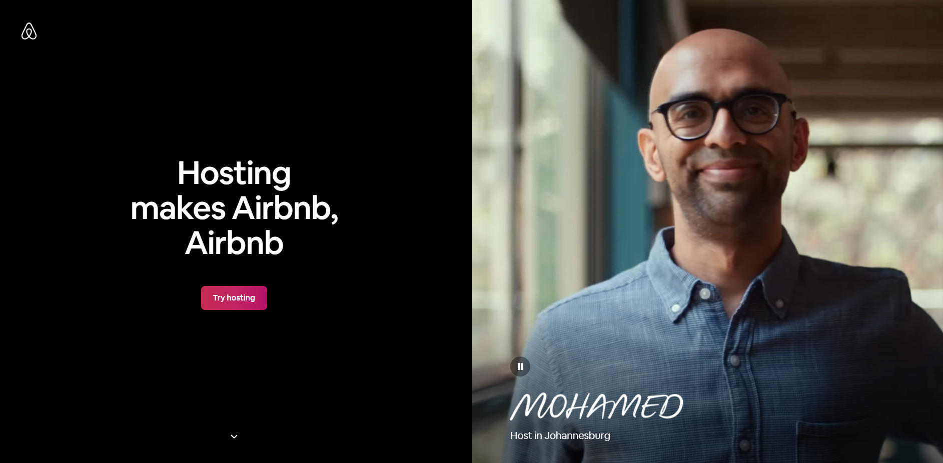 Captură de ecran a paginii de găzduire Airbnb